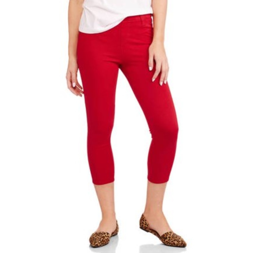 💥🇺🇸 FADED GLORY Capri Leggings, Red, S 4-6